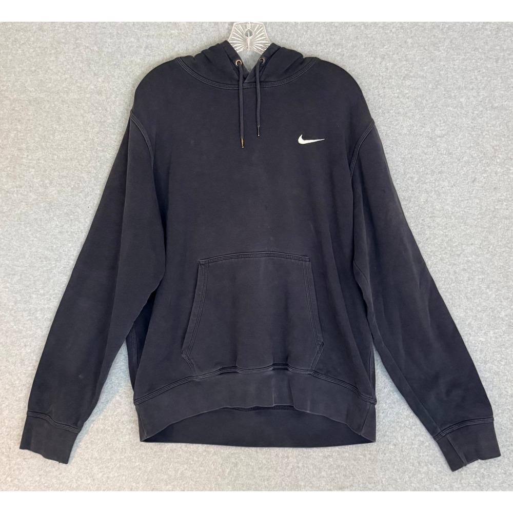 Nike Hoodie Men XL Black Pullover Swoosh Logo Fleece Sportswear Athleisure Gym